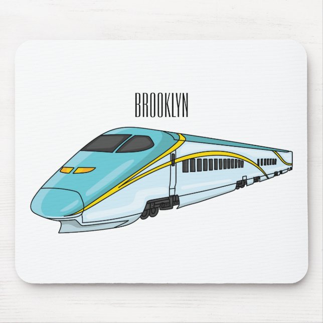 Mousepad Ilustração de desenho animado de trem de bala de a (Frente)
