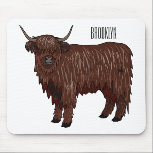 Mousepad Ilustração de desenho animado de vaca em terras al