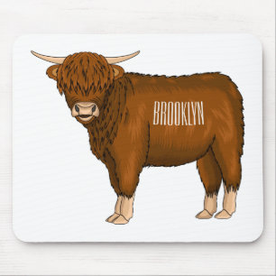 Mousepad Ilustração de desenho animado de vaca em terras al