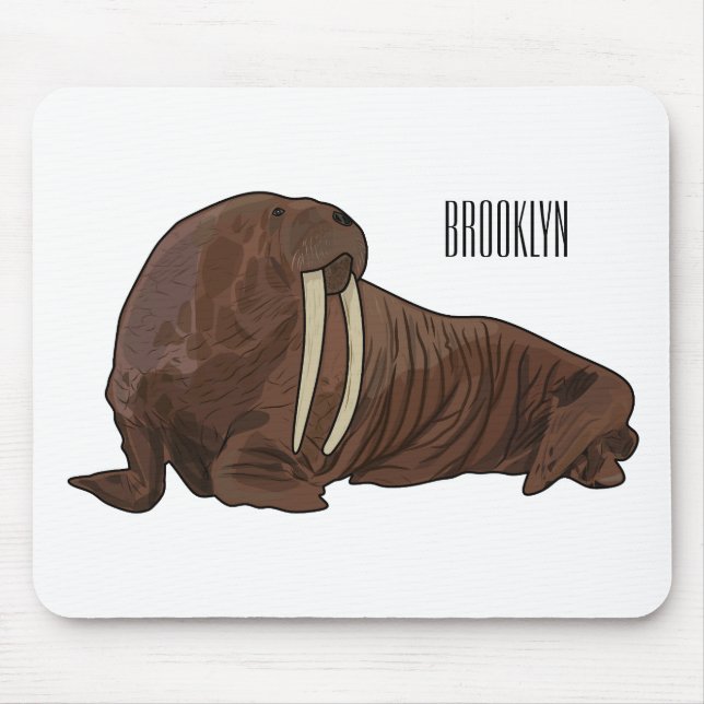 Mousepad Ilustração de desenho animado de Walrus (Frente)