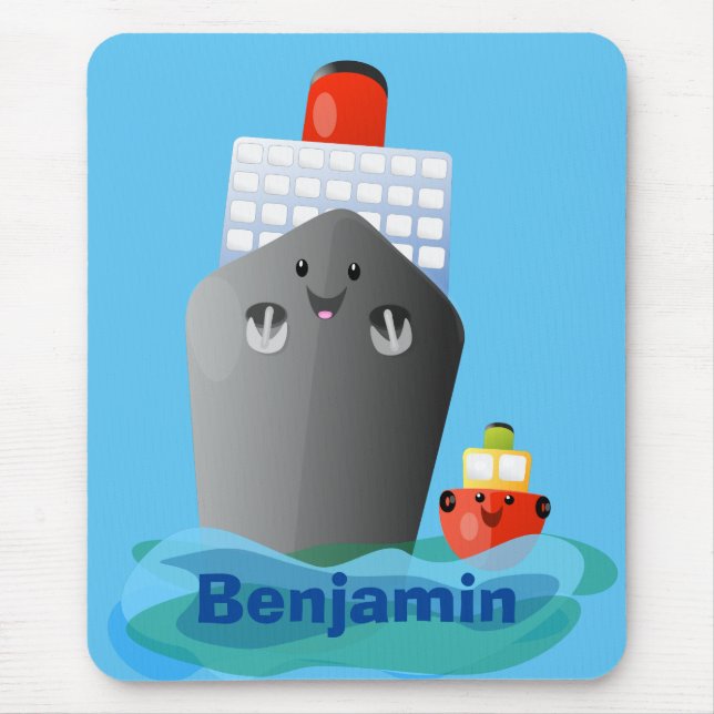 Mousepad Ilustração de desenho animado do navio de linha do (Frente)