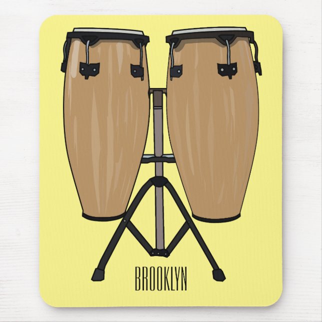Mousepad Ilustração de desenho animado do tambor de bongo (Frente)