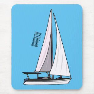 Mousepad Ilustração de desenho animado em veleiro