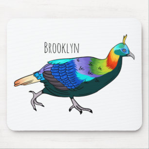 Mousepad Ilustração de desenho animado monal de aves do Him