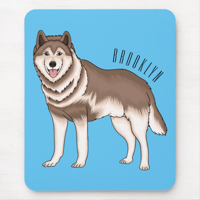 Mousepad Ilustração de desenho animado siberiano husky (Frente)