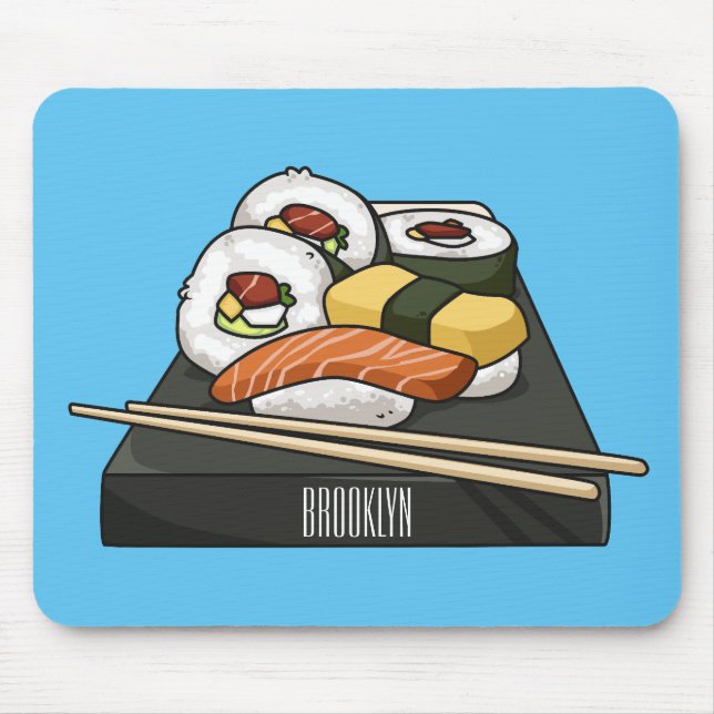 Mousepad Ilustração de desenho animado Sushi (Frente)