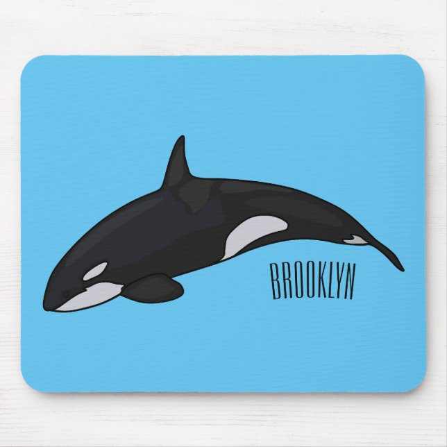 Mousepad Ilustração de desenho da baleia assassina (Frente)