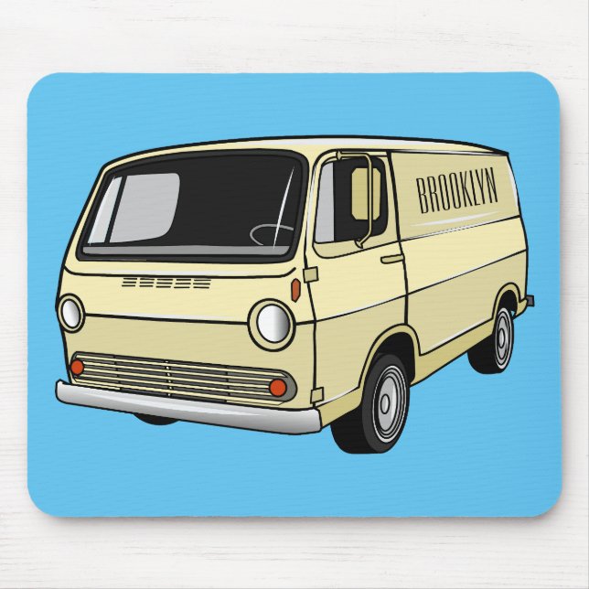 Mousepad Ilustração de desenho da van clássica (Frente)