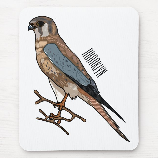 Mousepad Ilustração de desenho de aves do estrel americano (Frente)