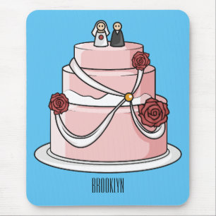 Mousepad Ilustração de desenho de bolo de casamento