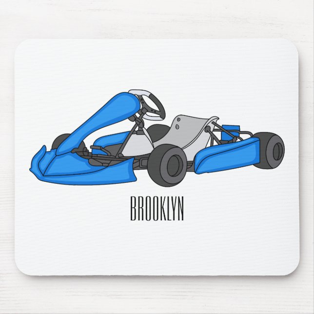 Mousepad Ilustração de desenho de corrida de Kart (Frente)
