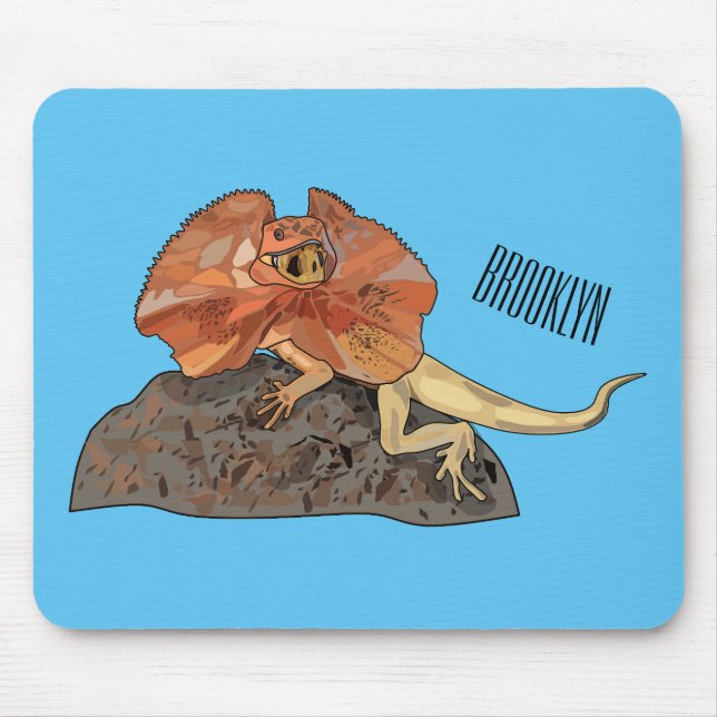 Mousepad Ilustração de desenho de lagarto de pescoço frito (Frente)