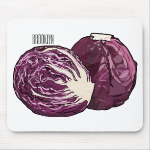Mousepad Ilustração de desenho de repolho vermelho