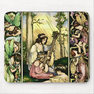 Mousepad Ilustração de fada Art Nouveau