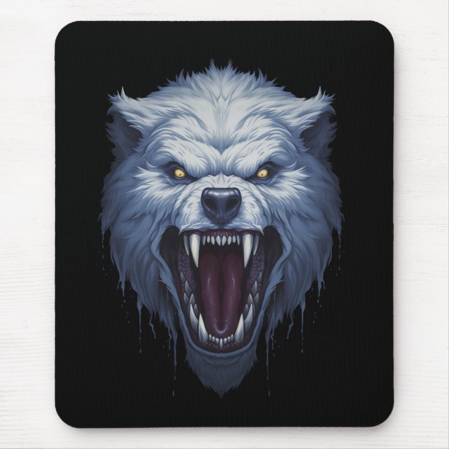 Mousepad Ilustração de Fantasia Sombria da Cabeça de Lobo B (Frente)
