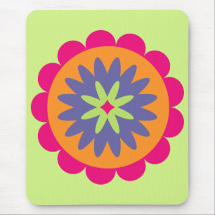 Mousepad ilustração de formas florais laranja e rosa