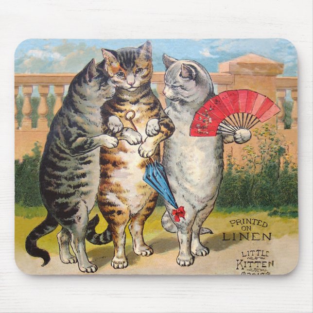 Mousepad Ilustração de Ganso Mãe de Três Pequenos Gatinhos (Frente)