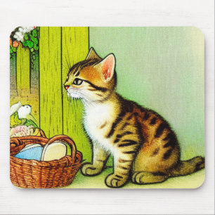 Mousepad Ilustração de Gato de Tabby de Vintage