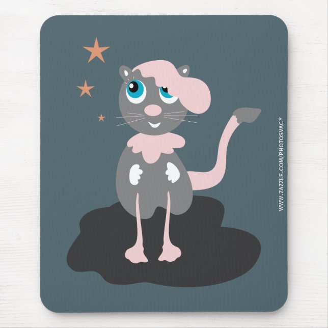 Mousepad Ilustração de Gato Infantil Fofa de Kitty de Desen (Frente)