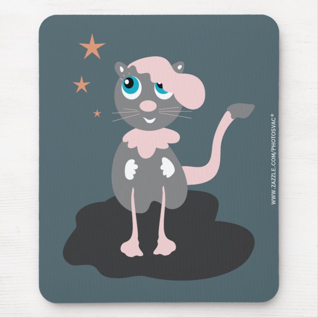 Mousepad Ilustração de Gato Infantil Fofa Kitty de Desenho  (Frente)