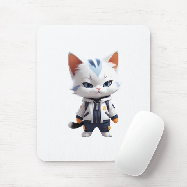 Mousepad Ilustração de Gato legal e Adorável (Com mouse)