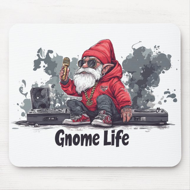 Mousepad Ilustração de Gnomo de Hip Hop - Vida Gnomo (Frente)