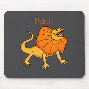 Mousepad Ilustração de Lagarto de Pescoço Franjado Laranja
