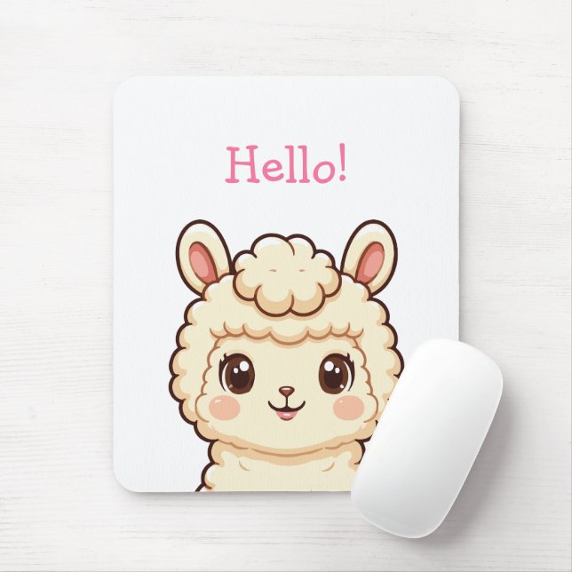 Mousepad Ilustração de lhama fofa design (Com mouse)