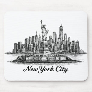Mousepad Ilustração de Linha do Horizonte de Nova York