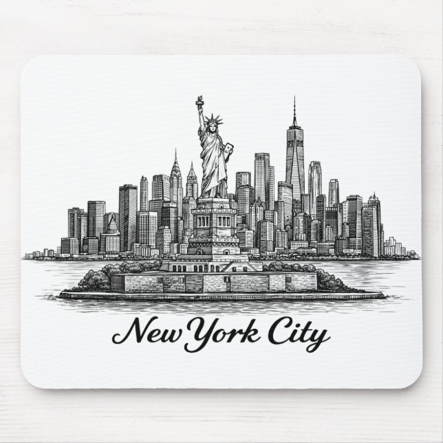 Mousepad Ilustração de Linha do Horizonte de Nova York (Frente)