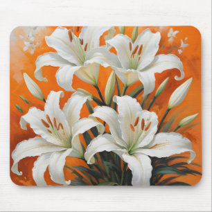 Mousepad Ilustração de lírios brancos