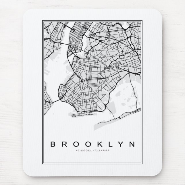 Mousepad Ilustração de Mapa do Brooklyn (Frente)