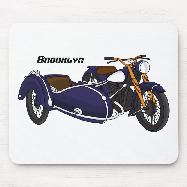 Mousepad Ilustração de motocicleta roxa Sidecar (Frente)