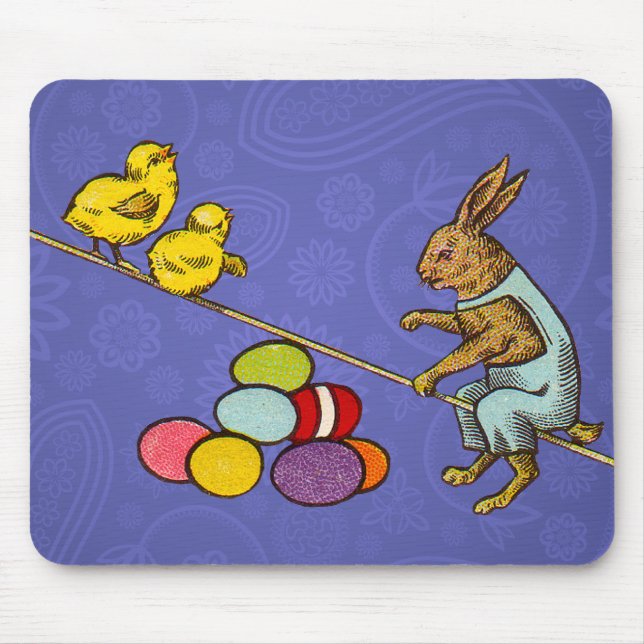 Mousepad Ilustração de ovos de galinhas de coelho da Páscoa (Frente)