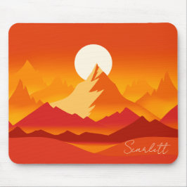 Mousepad Ilustração de Paisagem de Picos de Montanha Sunset