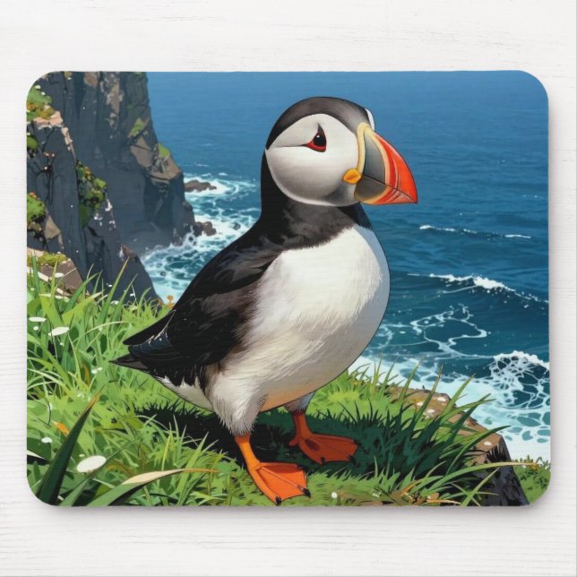 Mousepad Ilustração de Papagaio-do-mar à Beira-Mar   (Frente)