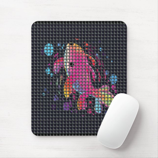 Mousepad Ilustração de Peixe Atrás da Rede (Com mouse)