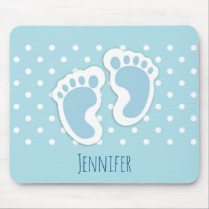 Mousepad Ilustração de Pés do Menino Azul Bonito