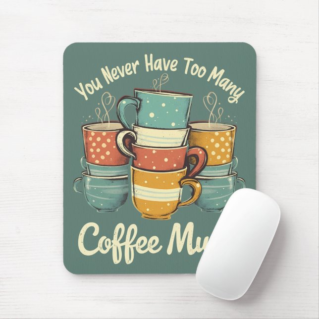 Mousepad Ilustração de Pilha de Canecas de Café Retrô (Com mouse)