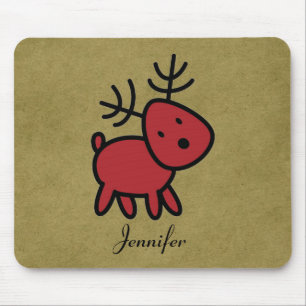 Mousepad Ilustração de Reinador de Natal Vermelho Persona