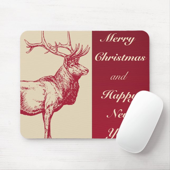 Mousepad Ilustração de Reindeer Vintage (Com mouse)
