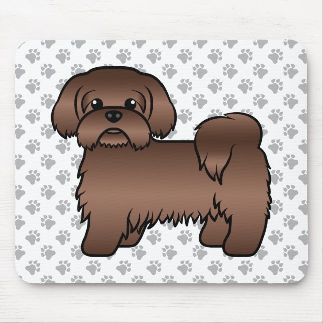 Mousepad Ilustração de Shih Tzu Marrom Fígado Cachorro Fofo (Frente)