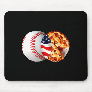 Mousepad Ilustração de Torta de Beisebol Bandeira Americana