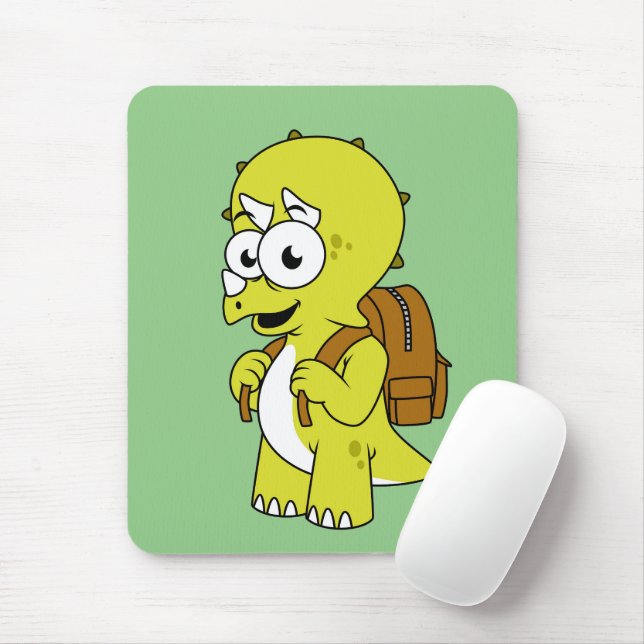 Mousepad Ilustração De Tricerátops Com Mochila. (Com mouse)