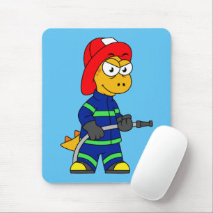 Mousepad Ilustração De Um Bombeiro Tyrannosaurus Rex.