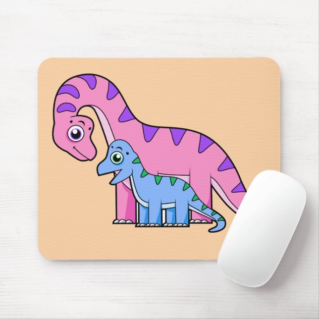 Mousepad Ilustração De Um Brachiossauro Mãe E Filho. (Com mouse)