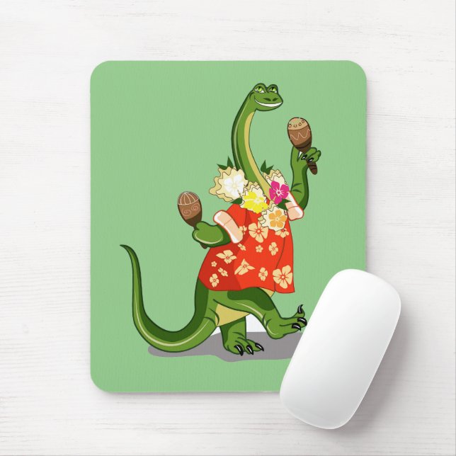 Mousepad Ilustração De Um Brontossauro Jogando Maracas. (Com mouse)