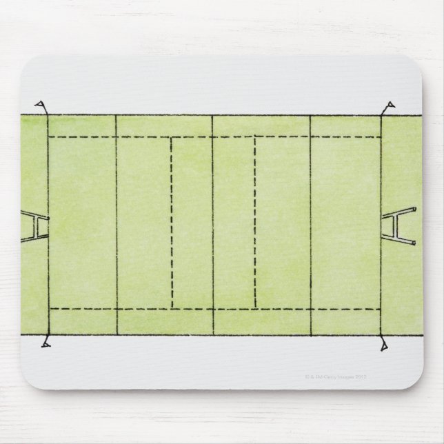 Mousepad Ilustração de um campo de râguebi (Frente)