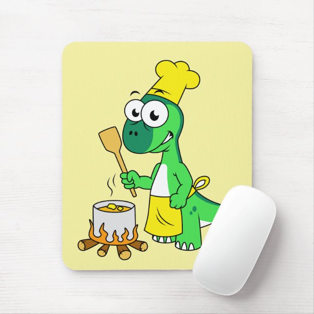 Mousepad Ilustração De Um Cozinhar De Dinossauro Parasaurol (Com mouse)