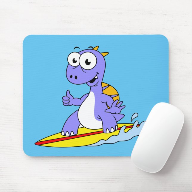Mousepad Ilustração De Um Espinossauro De Surfe. (Com mouse)